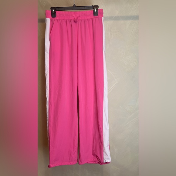 OTOS Activewear Womens Barbie Pink stripe Nylon W/Drawstring Ankle pants|Size:L - Picture 3 of 15